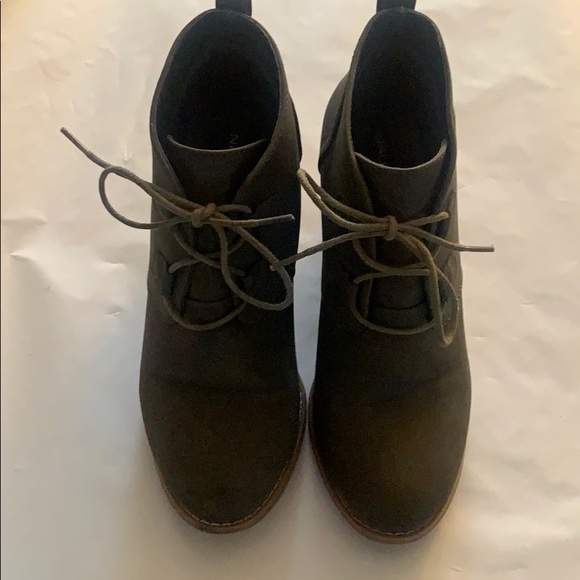 Nautical Faux Suede Wedge Booties - Picture 2 of 3